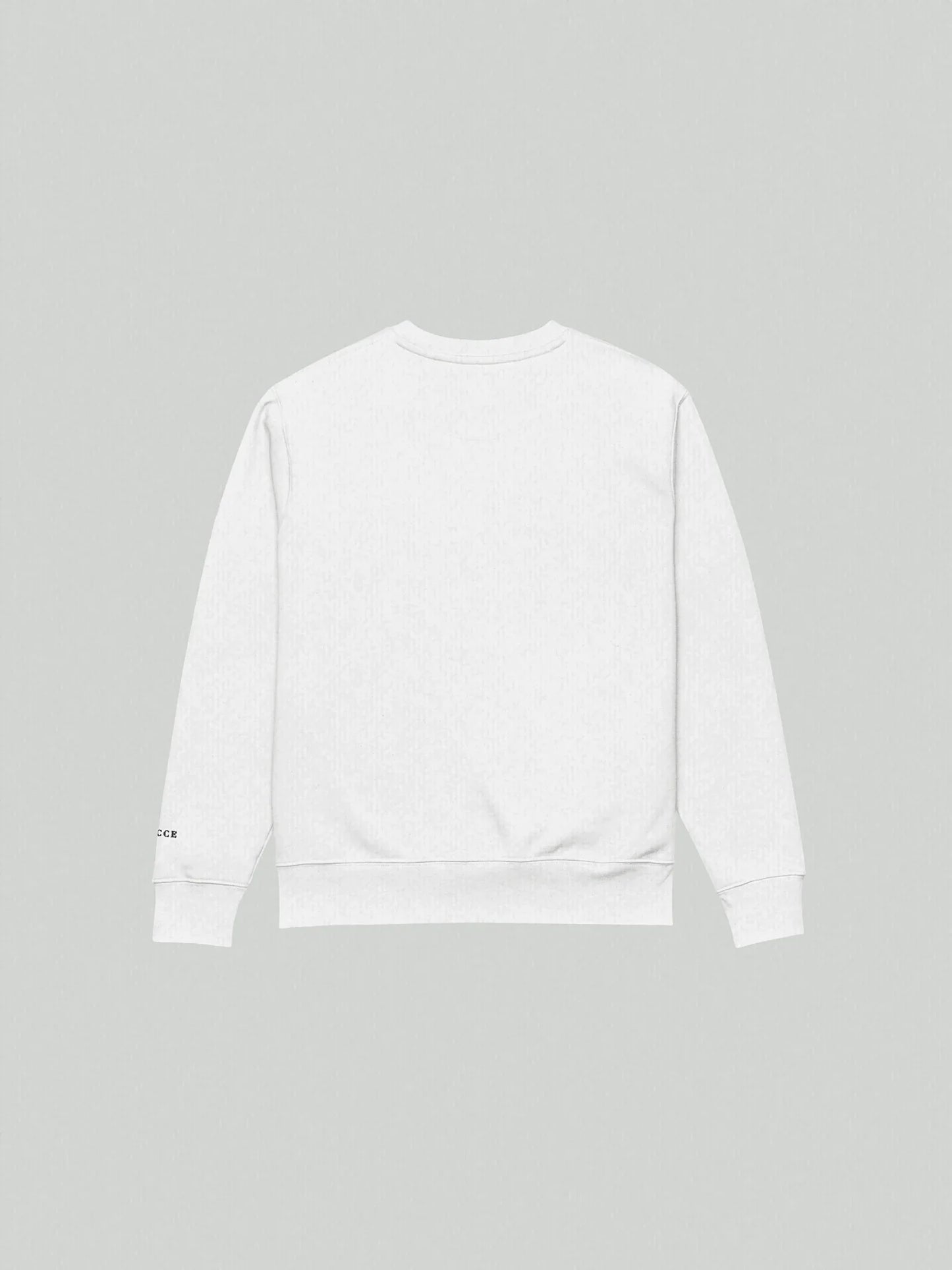 Signature Box Sweatshirt | Ash White. Oversized cut sweatshirt, sweatshirt is flat lay on the floor facing down. Made with the highest quality cotton.