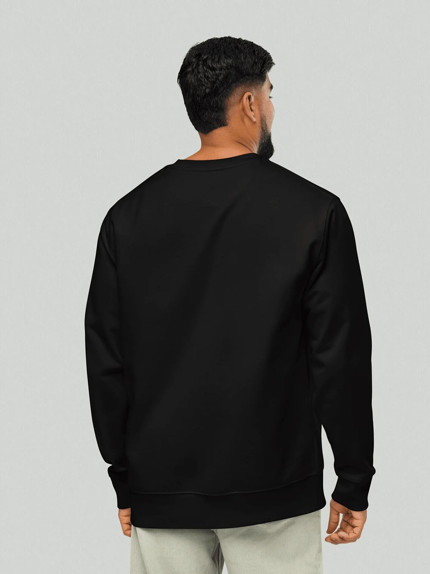 Core Heavyweight Sweatshirt | Jet Black. Features an oversized cut at the back and wide shoulders. Made from 350 GSM organic cotton fabric with a perfect drape and no transparency.