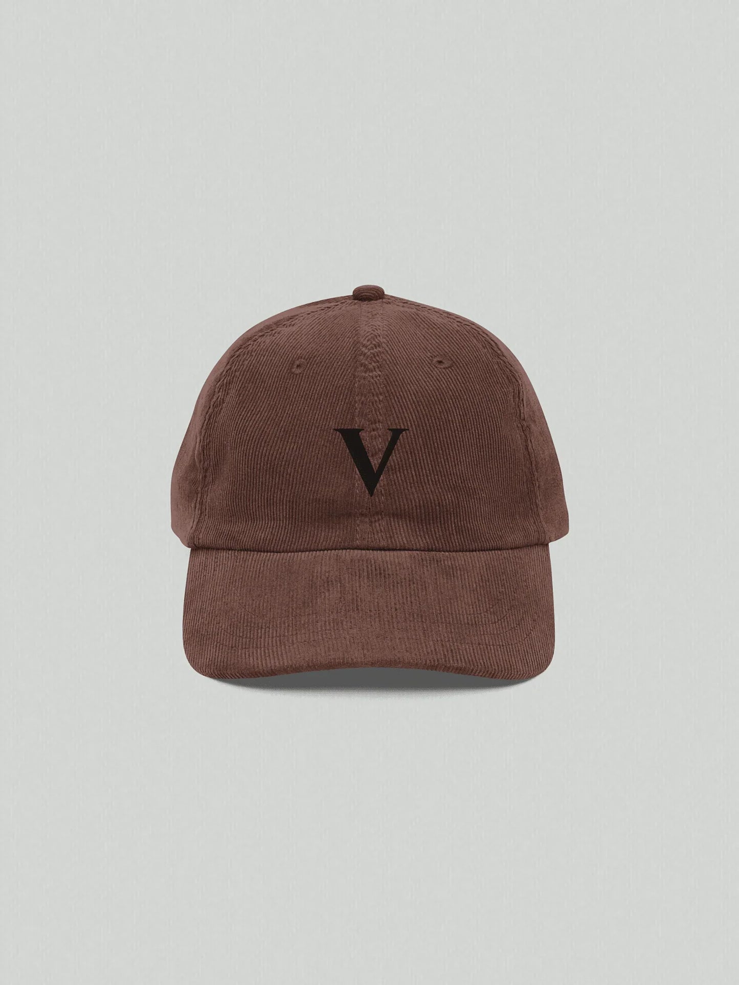 VIICCE mocha brown corduroy cap, front view