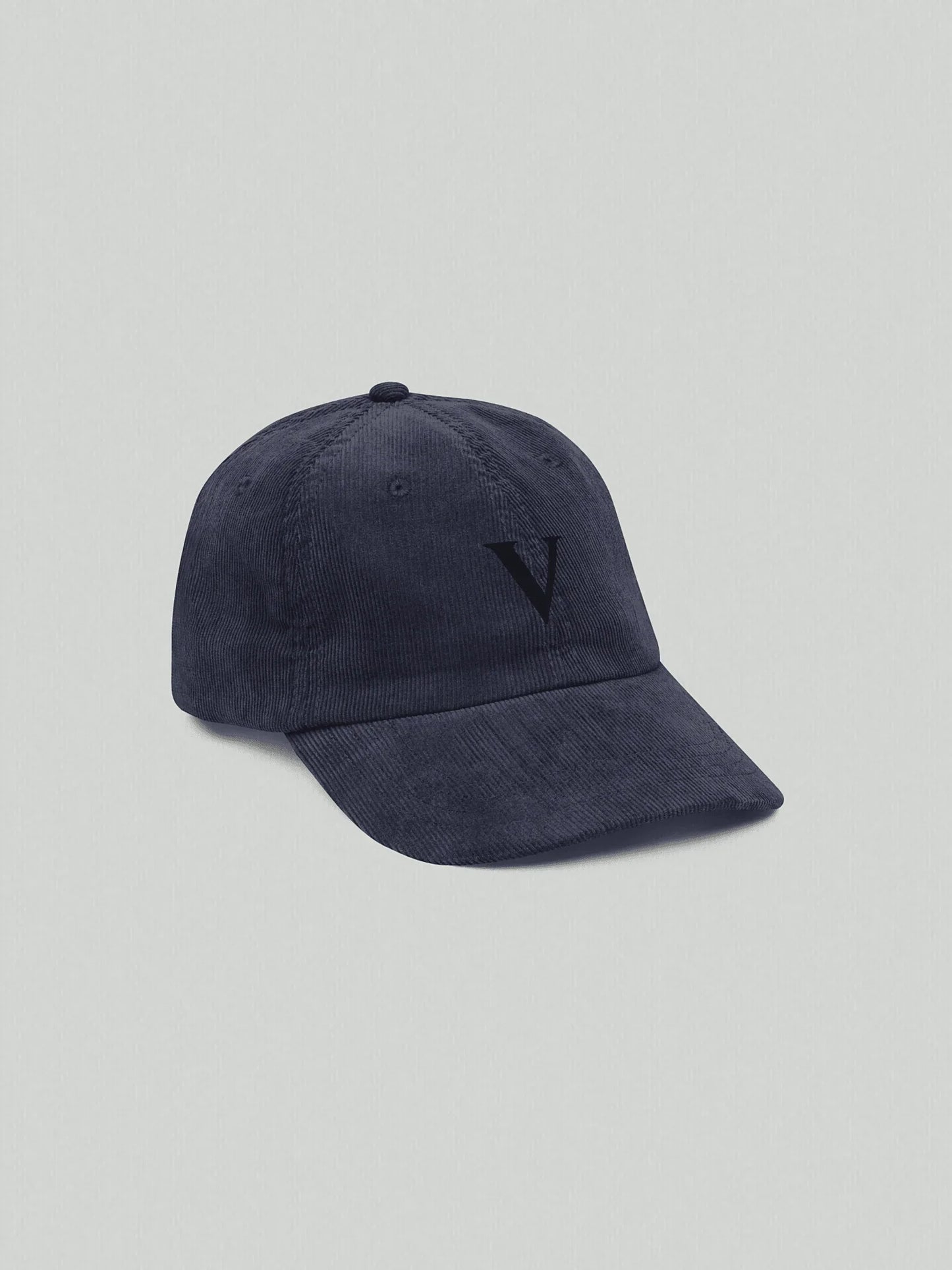 Side view navy blue velvet cap VIICCE vintage profile