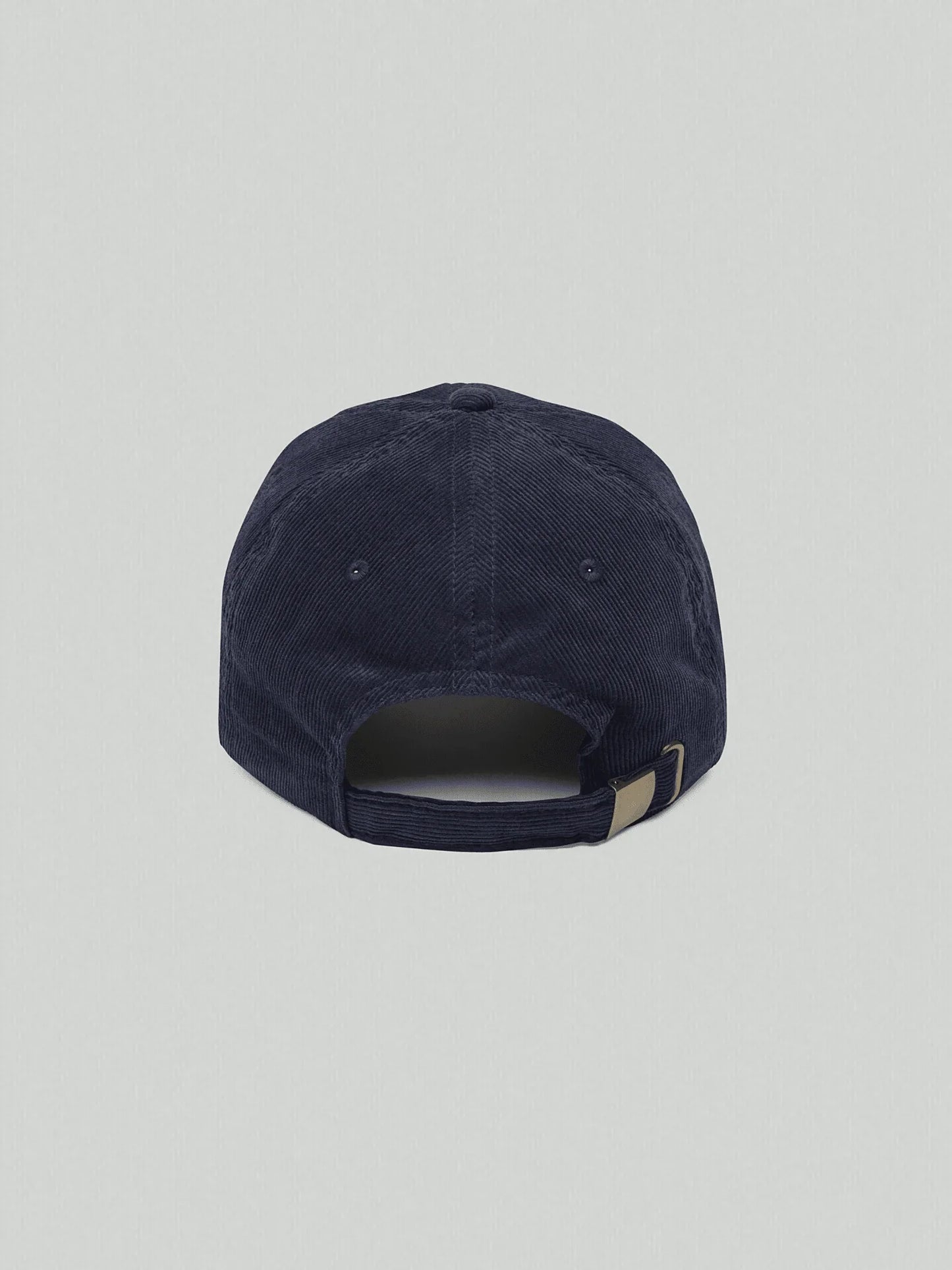 Rear view of VIICCE blue corduroy cap with premium adjustable closure