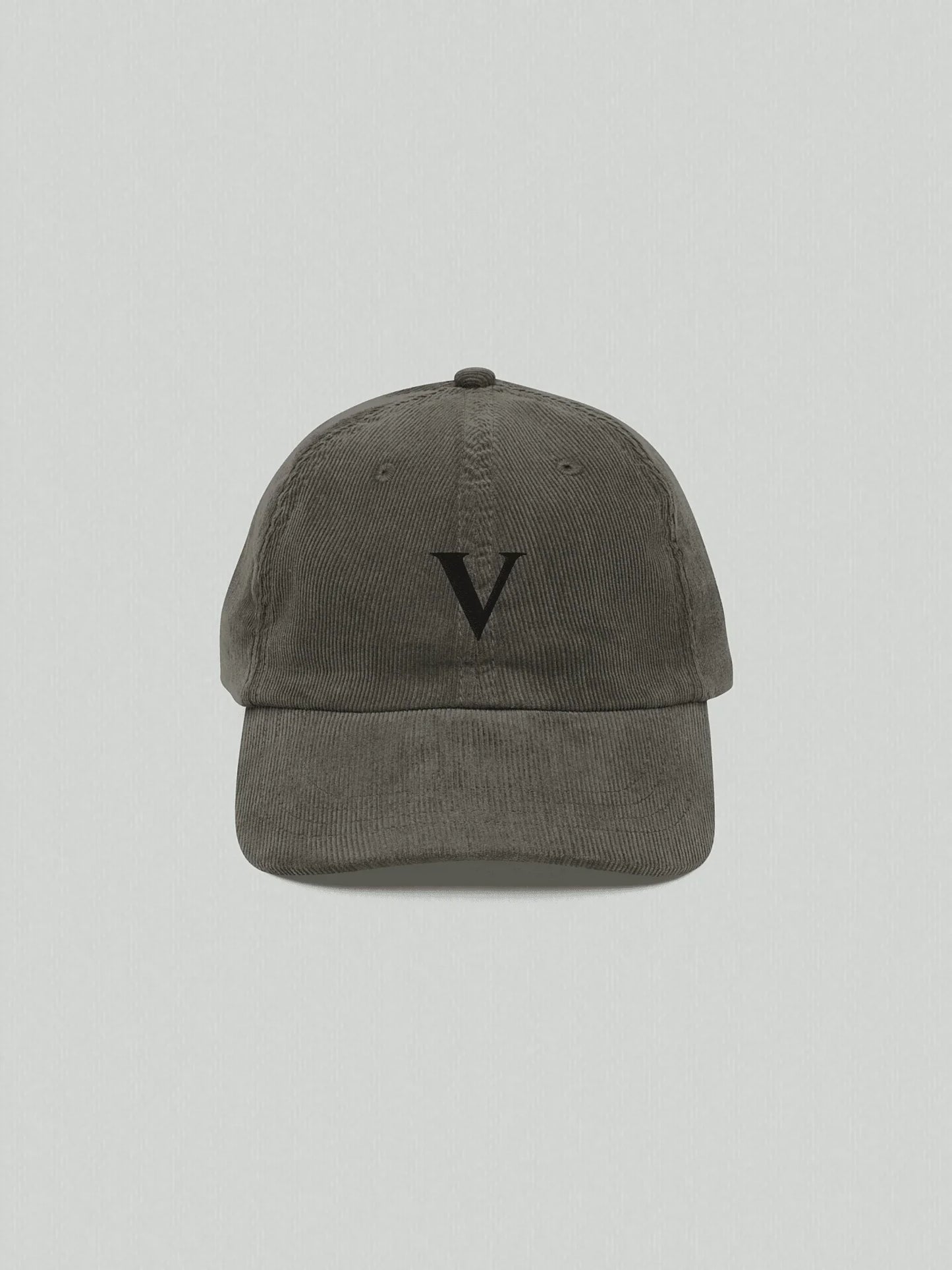VIICCE olive-colored cap in corduroy fabric, front view