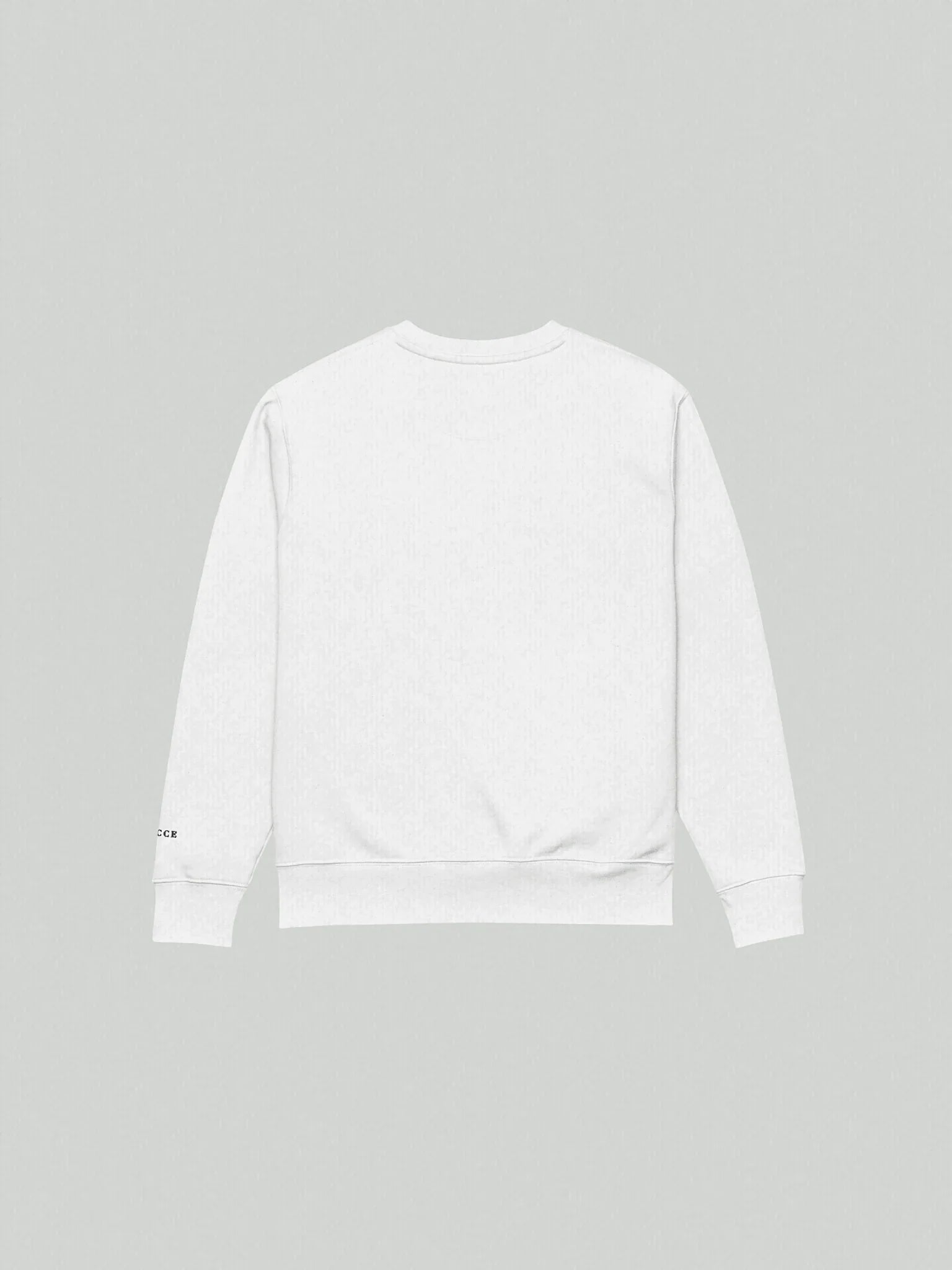 Signature Box Sweatshirt | Ash White. Oversized cut sweatshirt, sweatshirt is flat lay on the floor facing down. Made with the highest quality cotton.