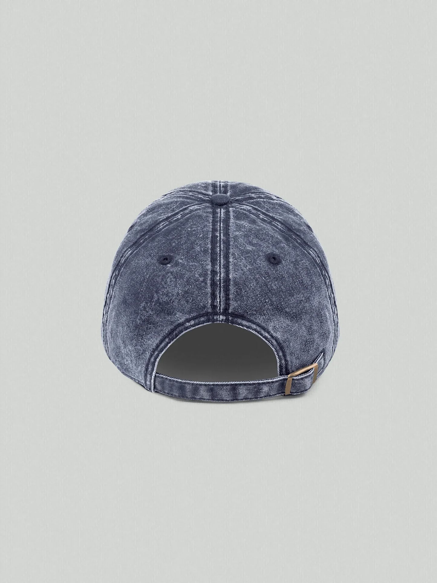 Back of the blue VIICCE vintage cap with adjustable buckle closure