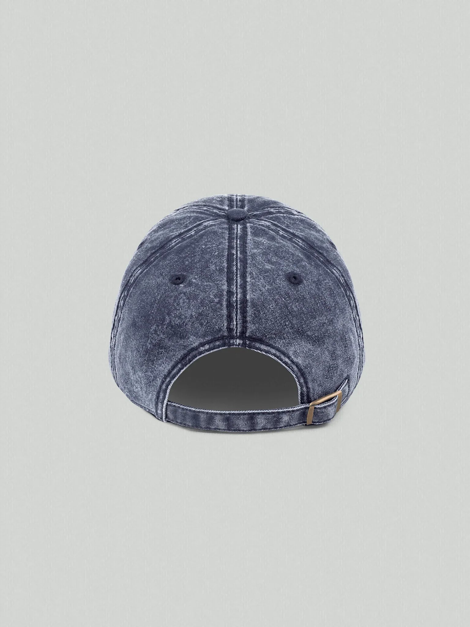Back of the blue VIICCE vintage cap with adjustable buckle closure