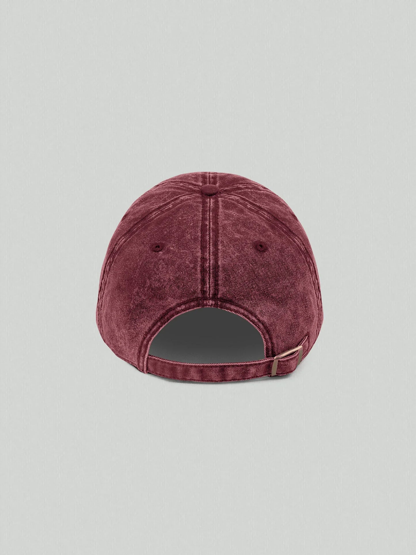 Rear view burgundy cap VIICCE distressed cotton finish