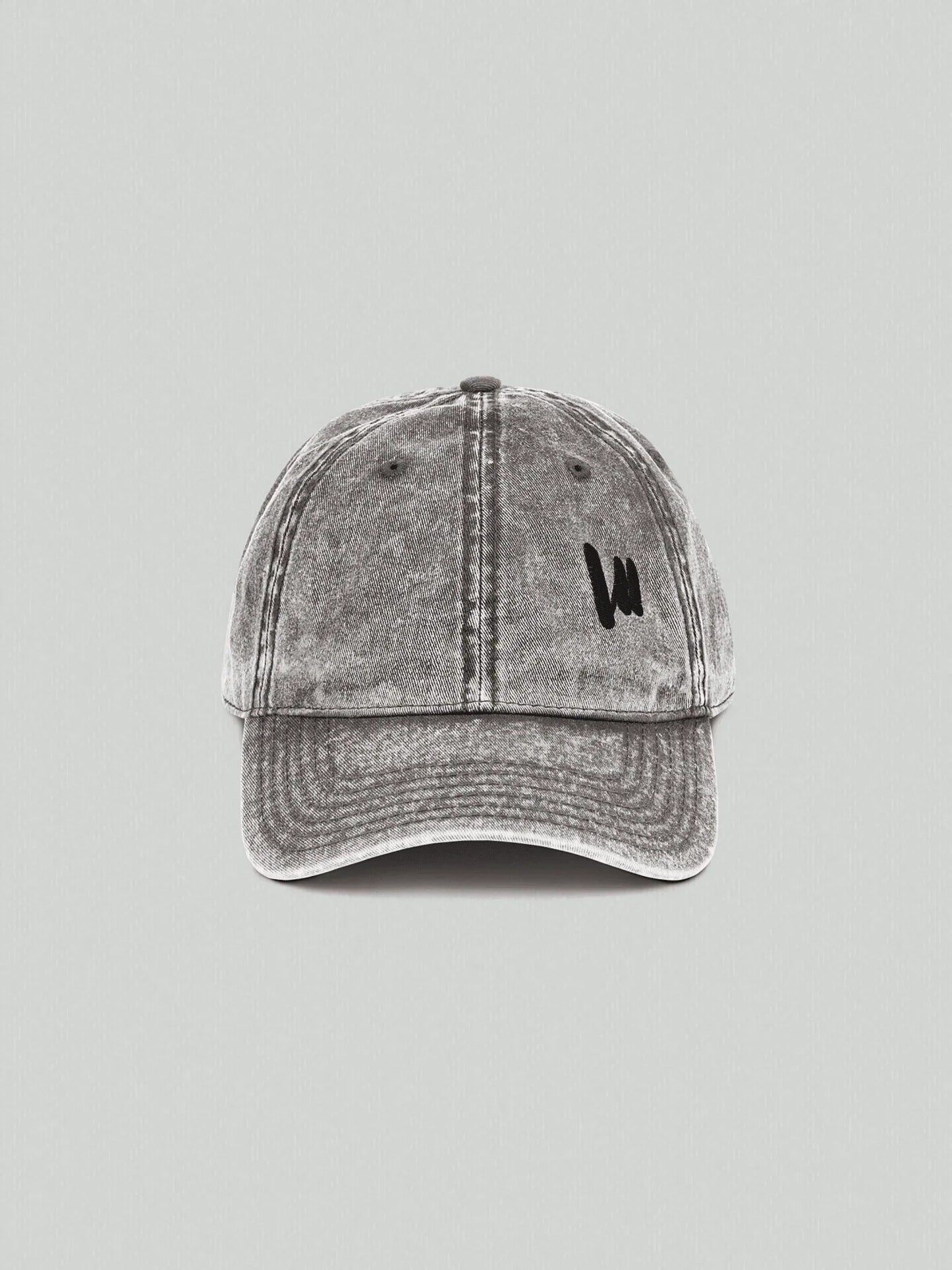 VIICCE vintage-style cap in washed cotton, charcoal gray, front view