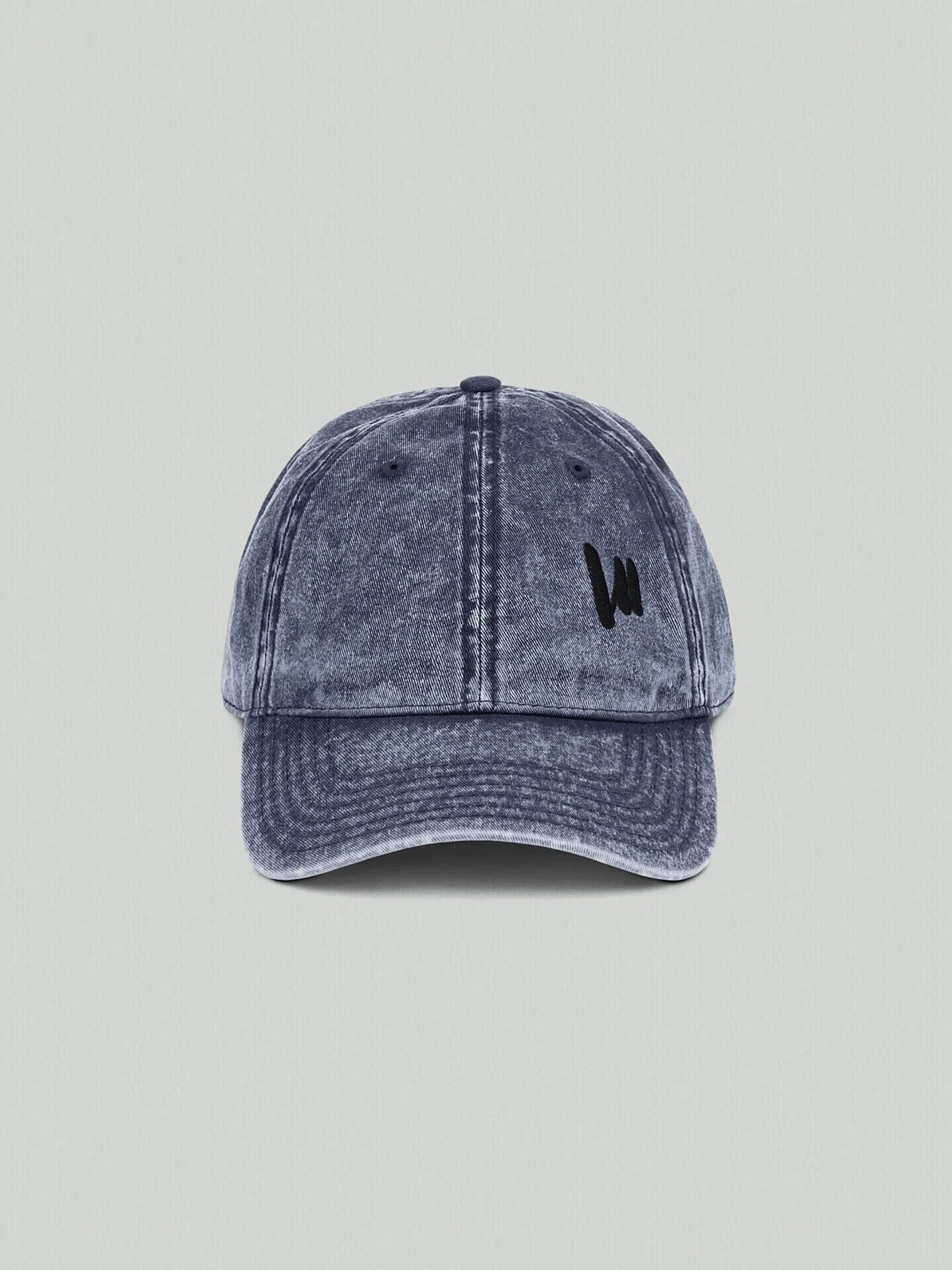 VIICCE vintage-style cap in washed cotton, navy blue, front view