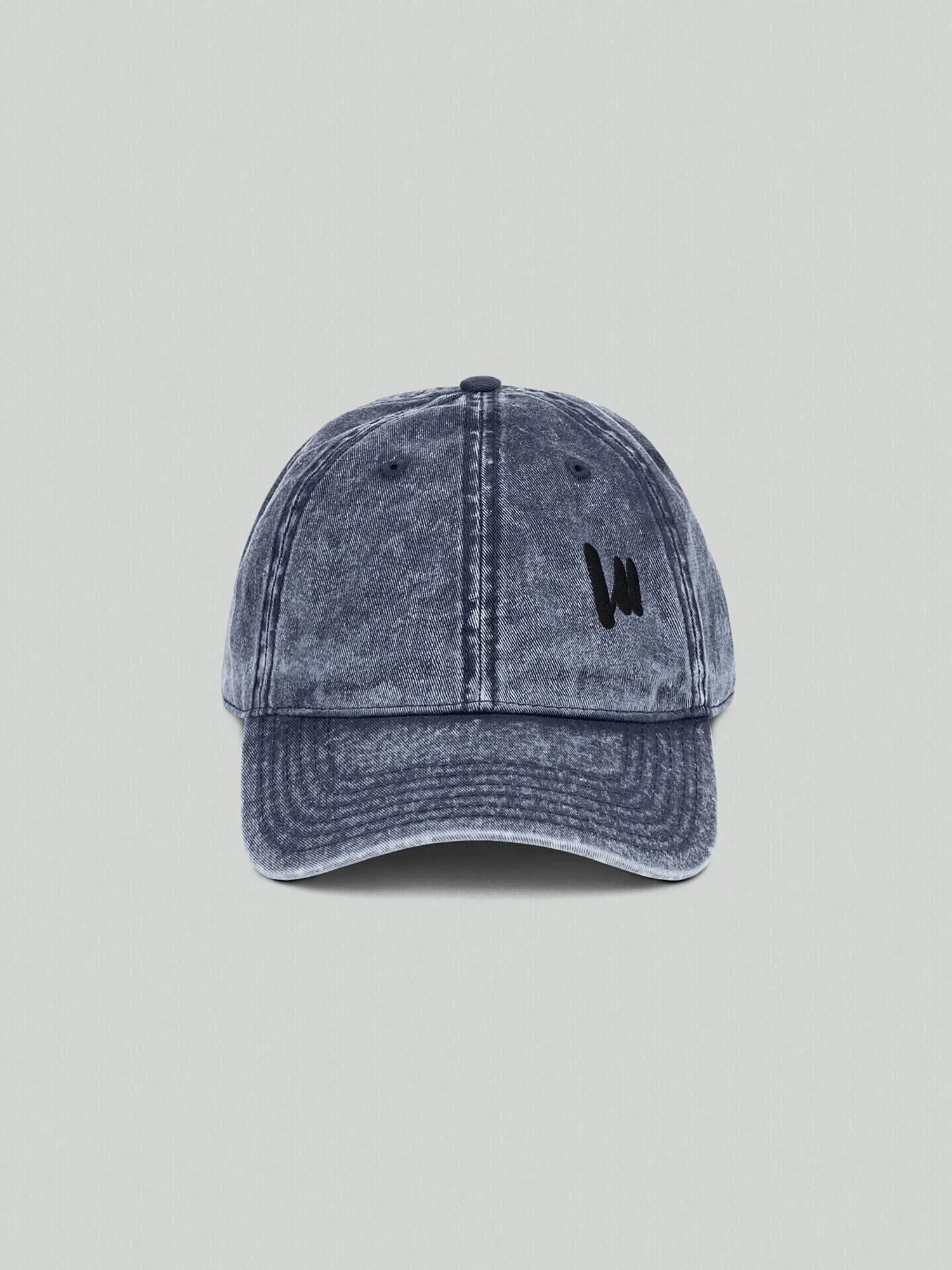 VIICCE vintage-style cap in washed cotton, navy blue, front view