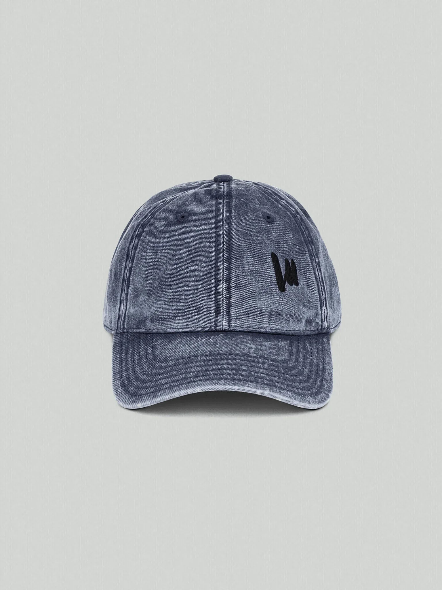 VIICCE vintage-style cap in washed cotton, navy blue, front view
